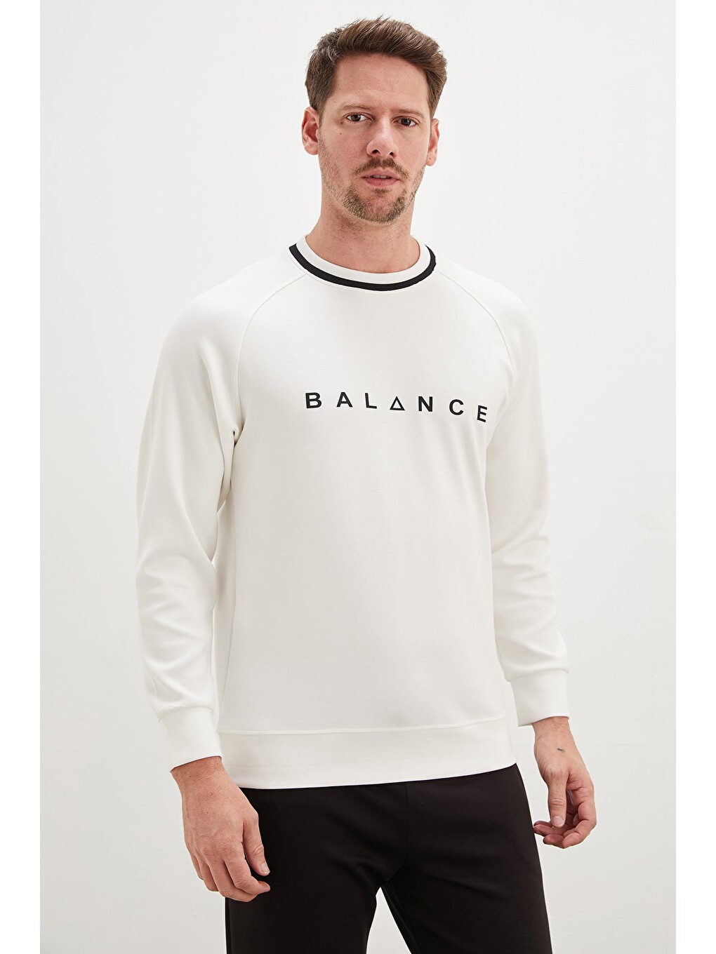 Ekru Balance Baskılı Garnili Modal Sweatshirt-3