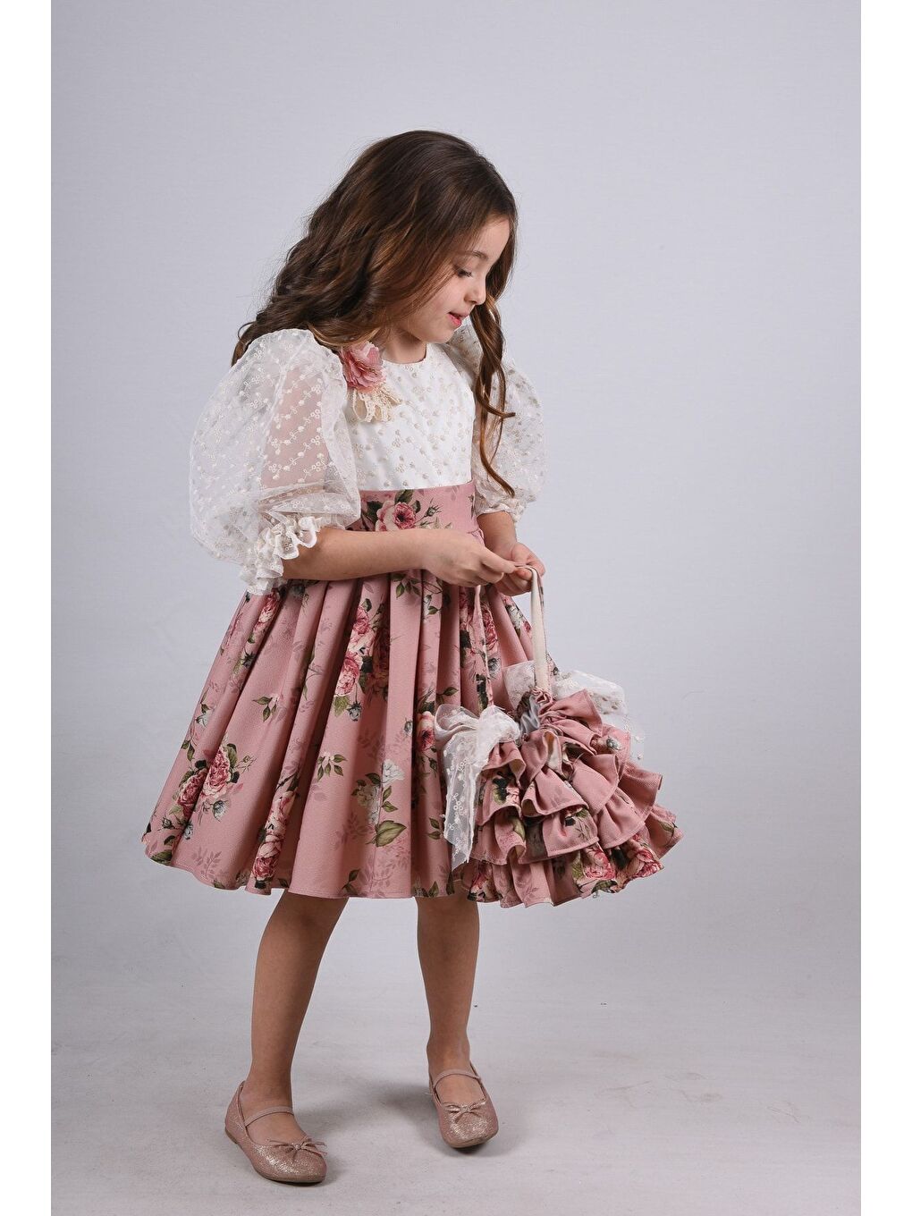 Pembe Çanta Aksesuarlı Kız Çocuk Kısa Elbise_M2371-6