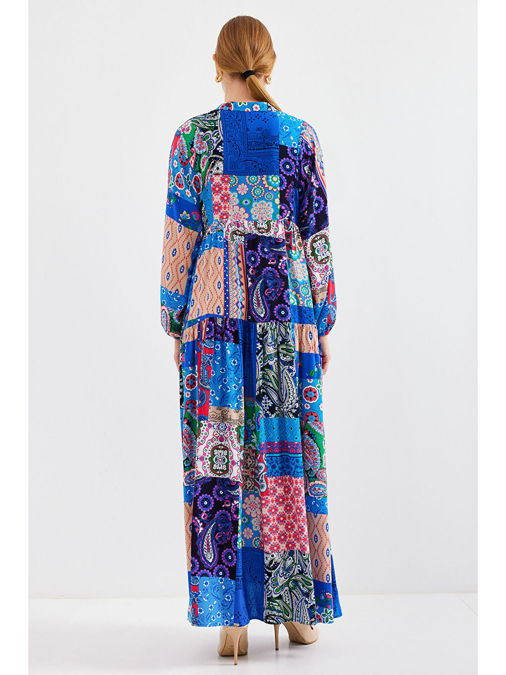 Mavi Kadın Saks Fuşya Viskon Tesettür Elbise 2423-6