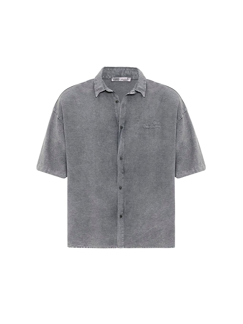 Arka Baskılı Oversize Gömlek Gri-5