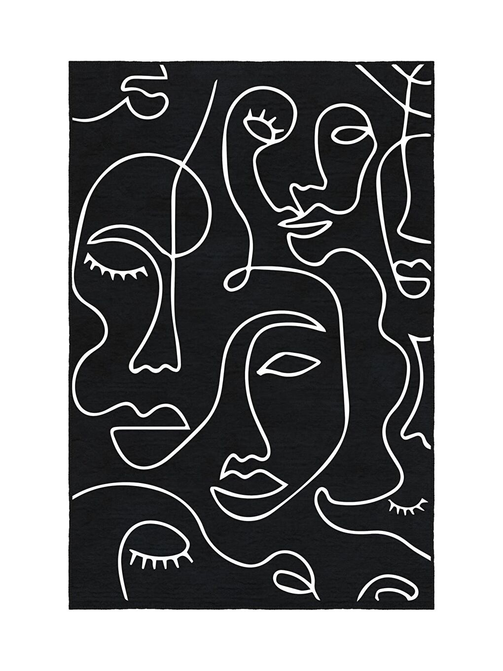 Siyah Dekoratif Özel Tasarım Yıkanabilir, Modern Halı  100 x 200 cm-3