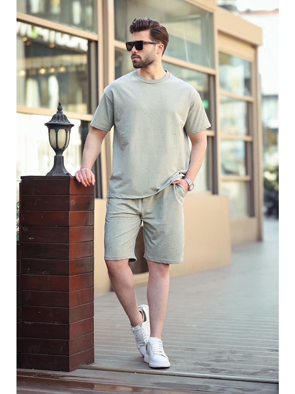 Mint Yeşili Basic Erkek Şort T-Shirt Takımı E7309-2