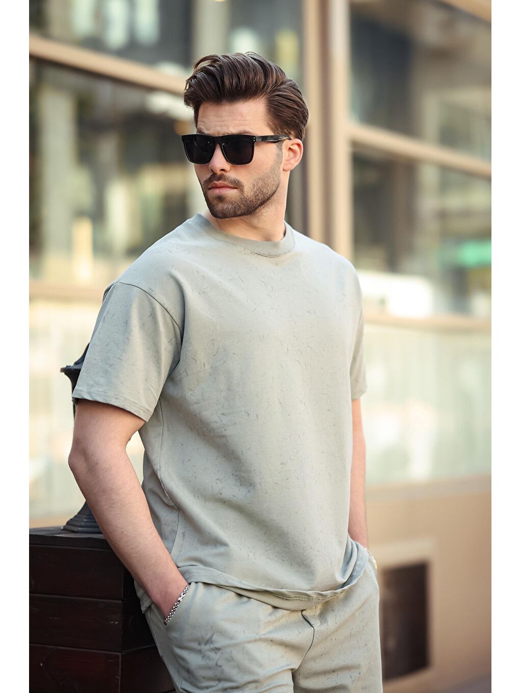 Mint Yeşili Basic Erkek Şort T-Shirt Takımı E7309-3