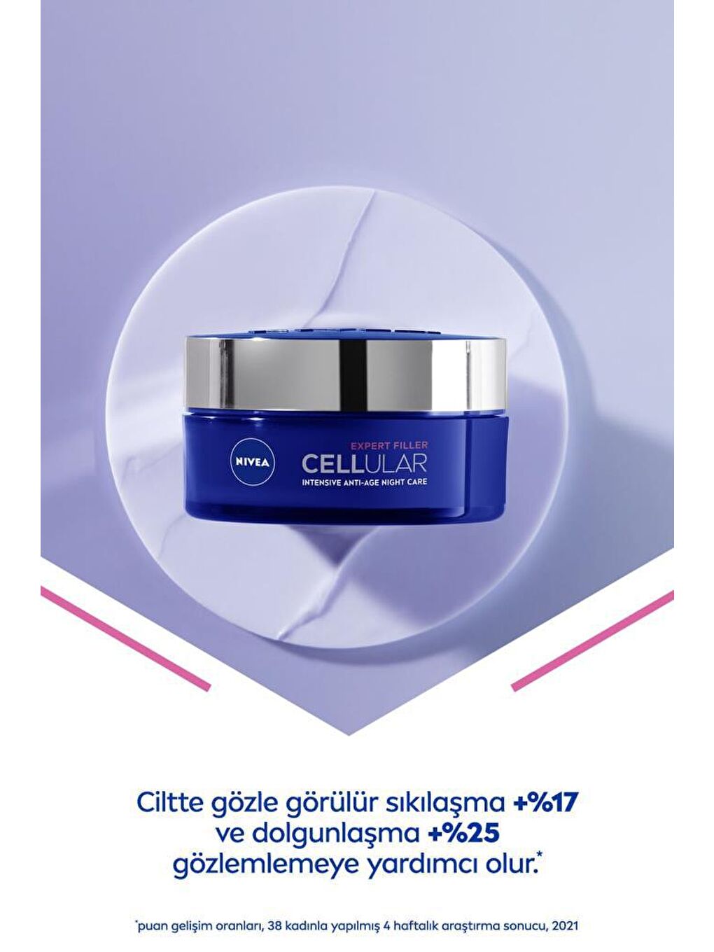 NIVEA Şeffaf Cellular Expert Filler Sıkılaştırıcı Yaşlanma Karşıtı Gece Yüz Bakım Kremi 50 ml, Hyaluronik Asit - 2