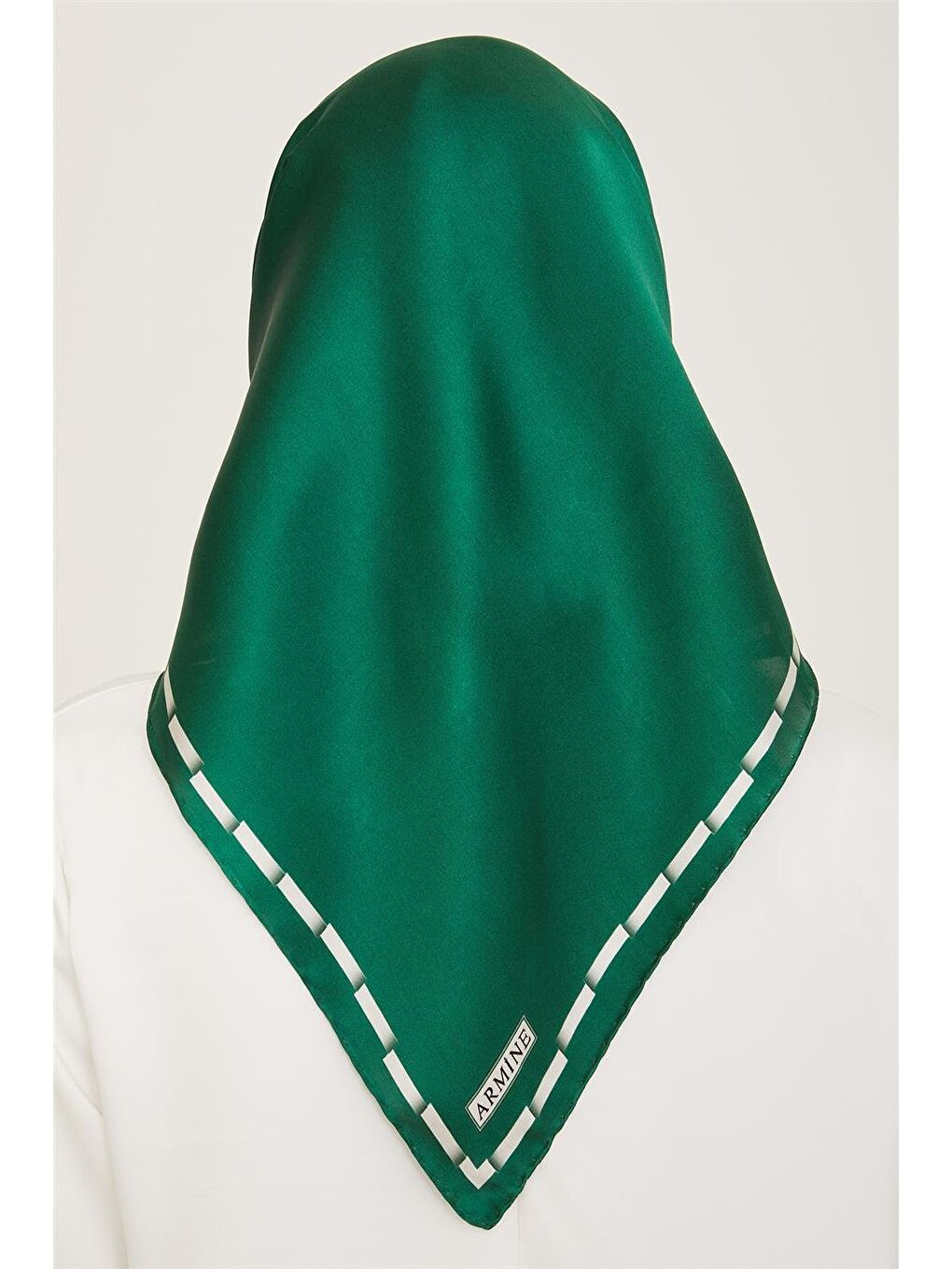 Yeşil Klasik Desenli Twill İpek Eşarp 24Ya9165 31 82-3