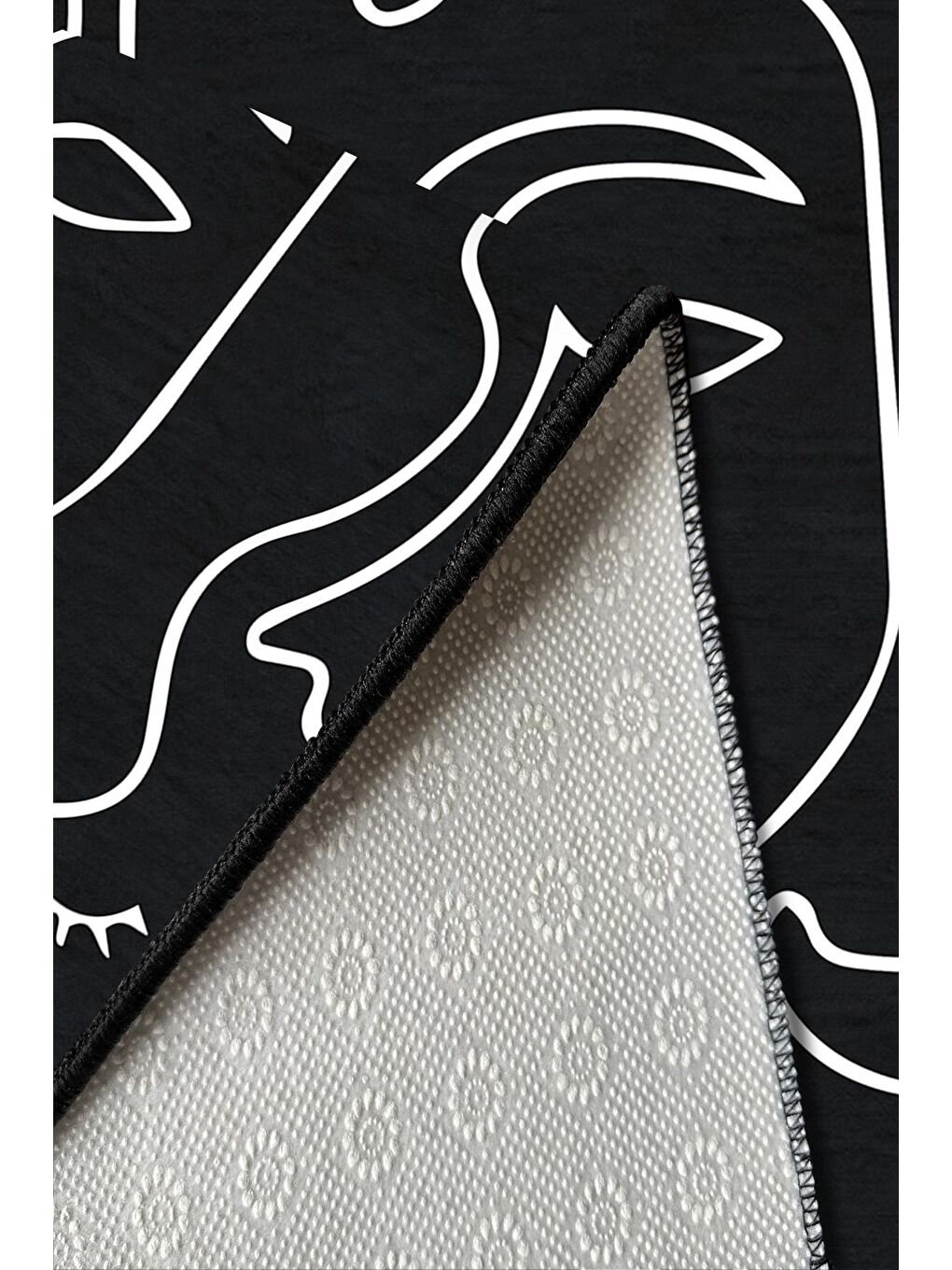 Siyah Dekoratif Özel Tasarım Yıkanabilir, Modern Halı  100 x 200 cm-5