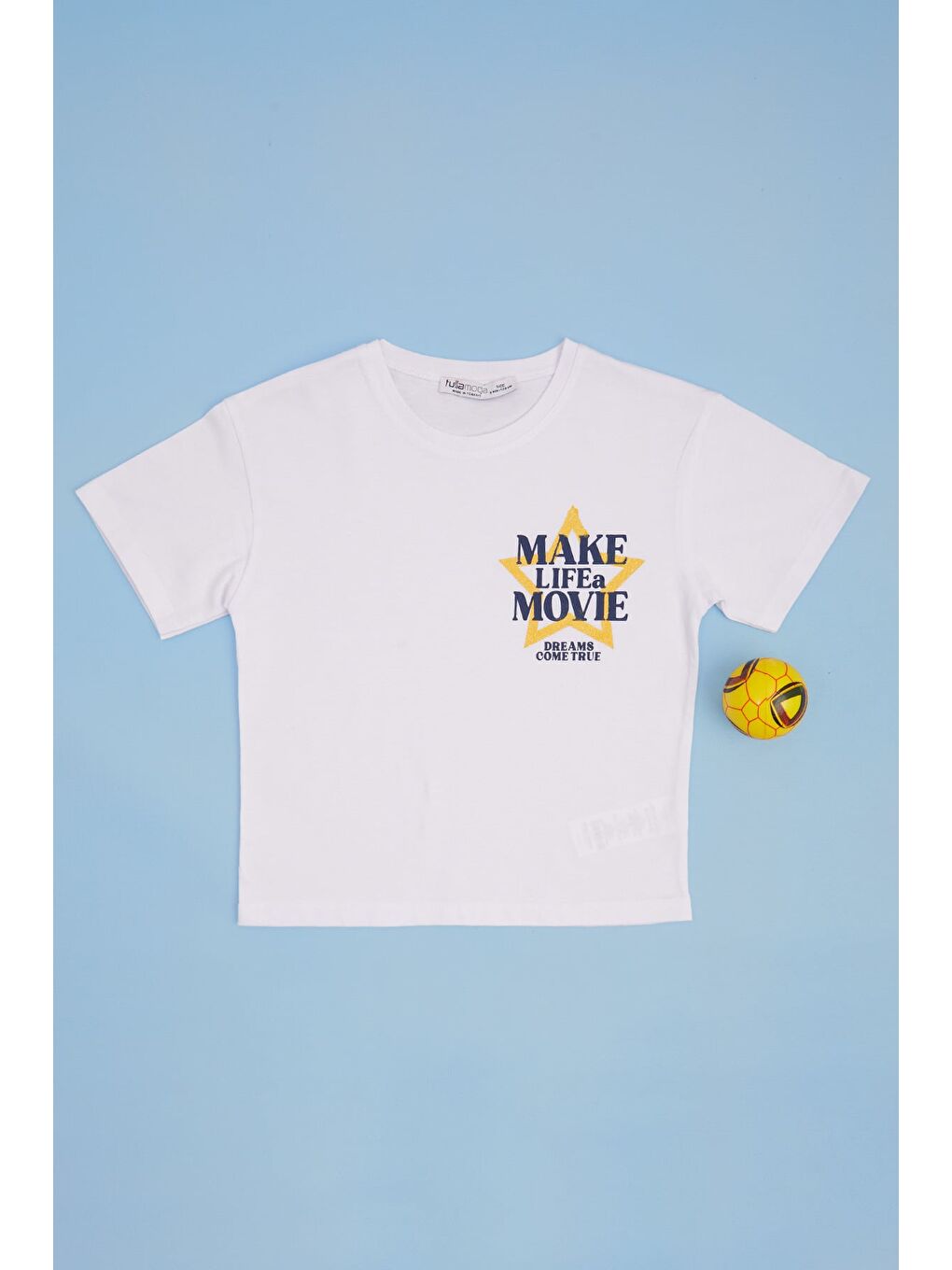 Beyaz Make Lıfea Movıe Yazı Baskılı Kız Çocuk Tişört