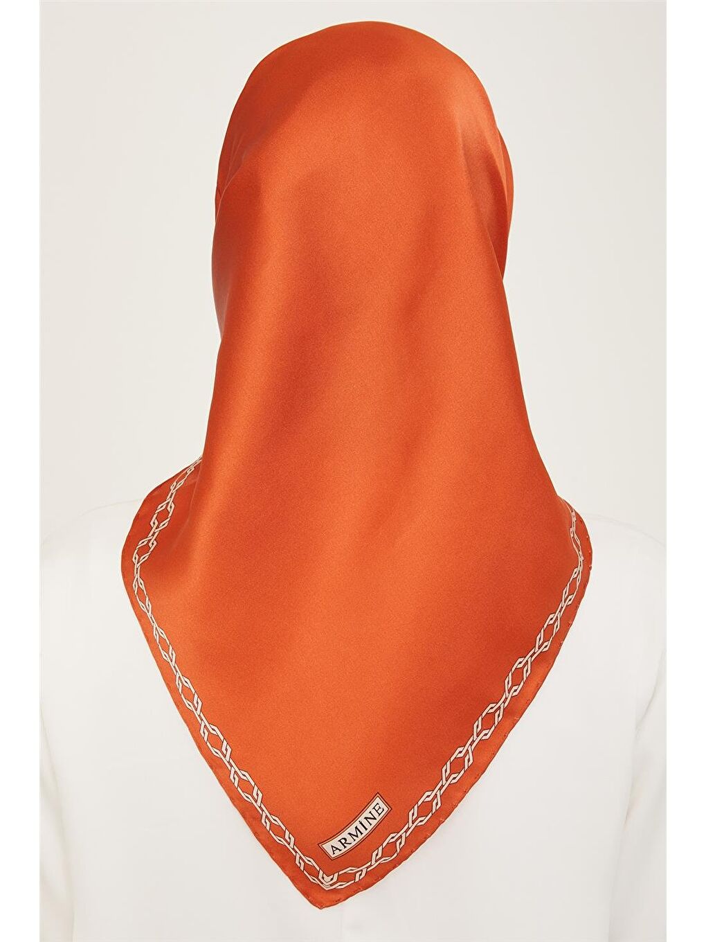 Turuncu Klasik Desenli Twill İpek Eşarp 24Ya9154 53 05-3