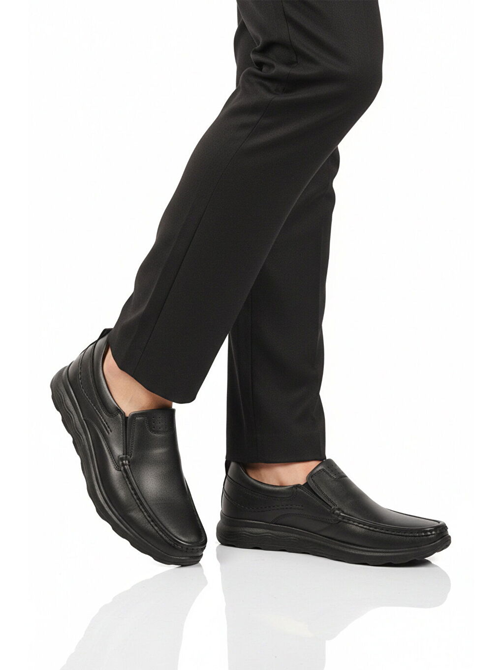 Premium Siyah Hakiki Deri Anatomik Erkek Casual Ayakkabı 2406 M