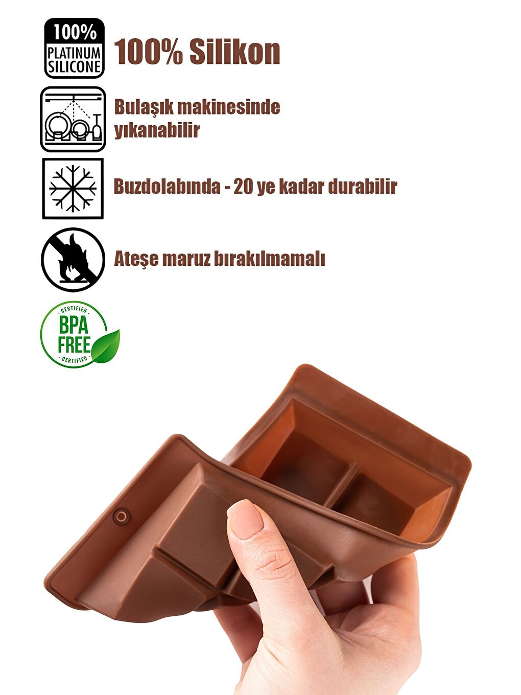 Kahverengi MYS 30301 Silikon Çikolata Yapma Kalıbı 2 Adet-2