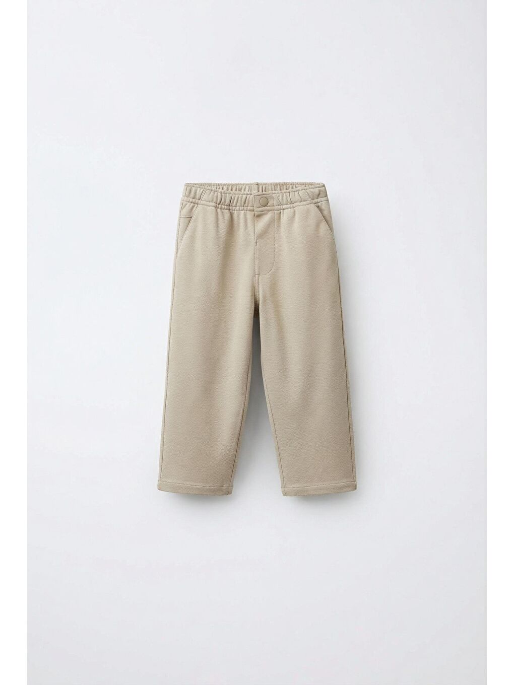Erkek Çocuk Pamuklu Bej Minimal Takım - Düğmeli Cepli Gömlek & Rahat Pantolon-1