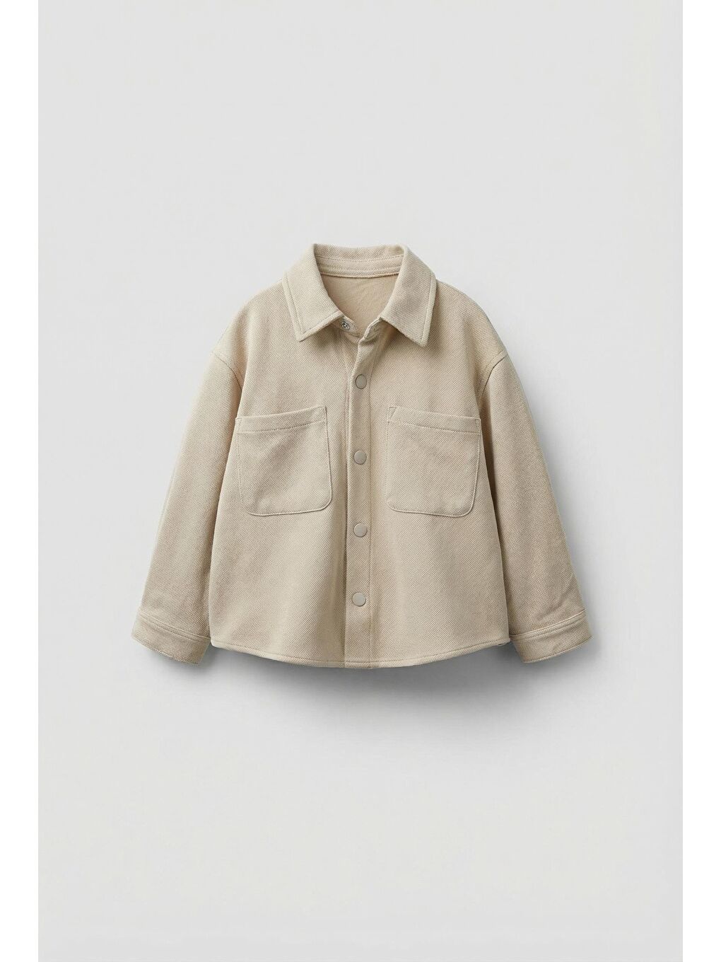 Erkek Çocuk Pamuklu Bej Minimal Takım - Düğmeli Cepli Gömlek & Rahat Pantolon-2
