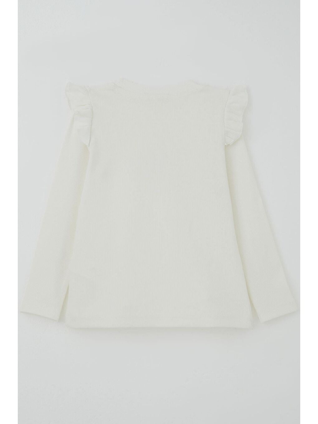 Kız Çocuk Uzun Kollu Tişört Tavşan Aplike Armalı Çiçekli Ekru (2-6 Yaş)-3