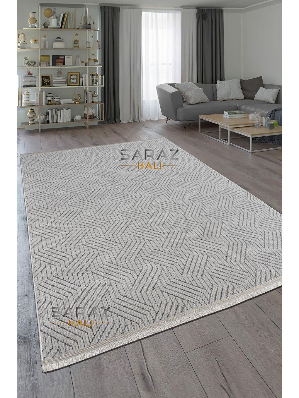 Ekru Bohem Saçaklı Kaymaz Kilim Krem 80x150