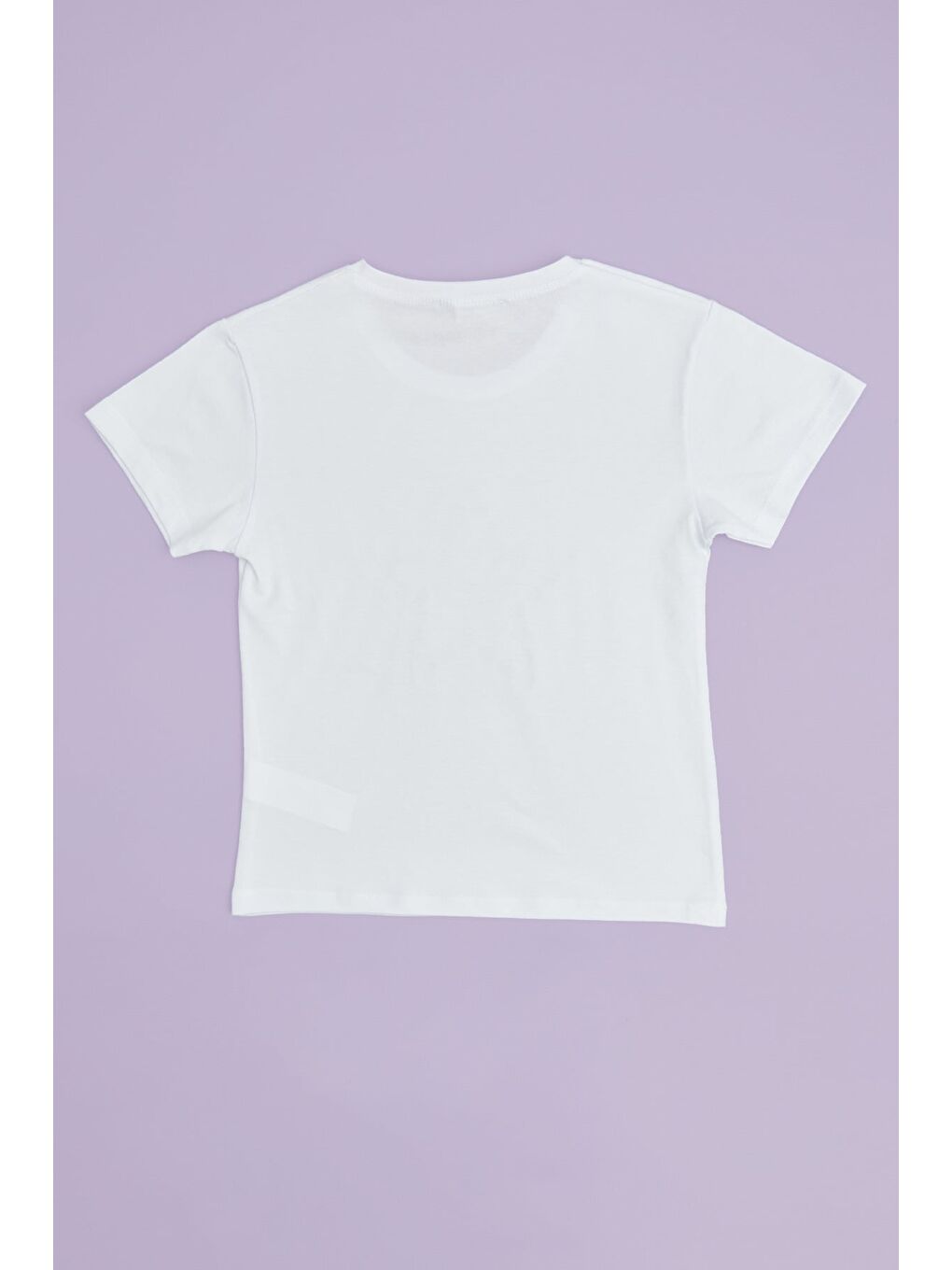 Beyaz Çiçekli Yıldız Baskılı Kız Çocuk Tişört-1