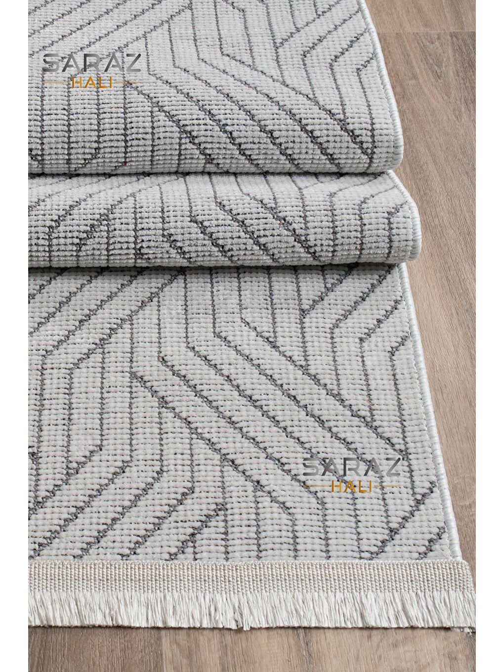 Ekru Bohem Saçaklı Kaymaz Kilim Krem 80x150-2