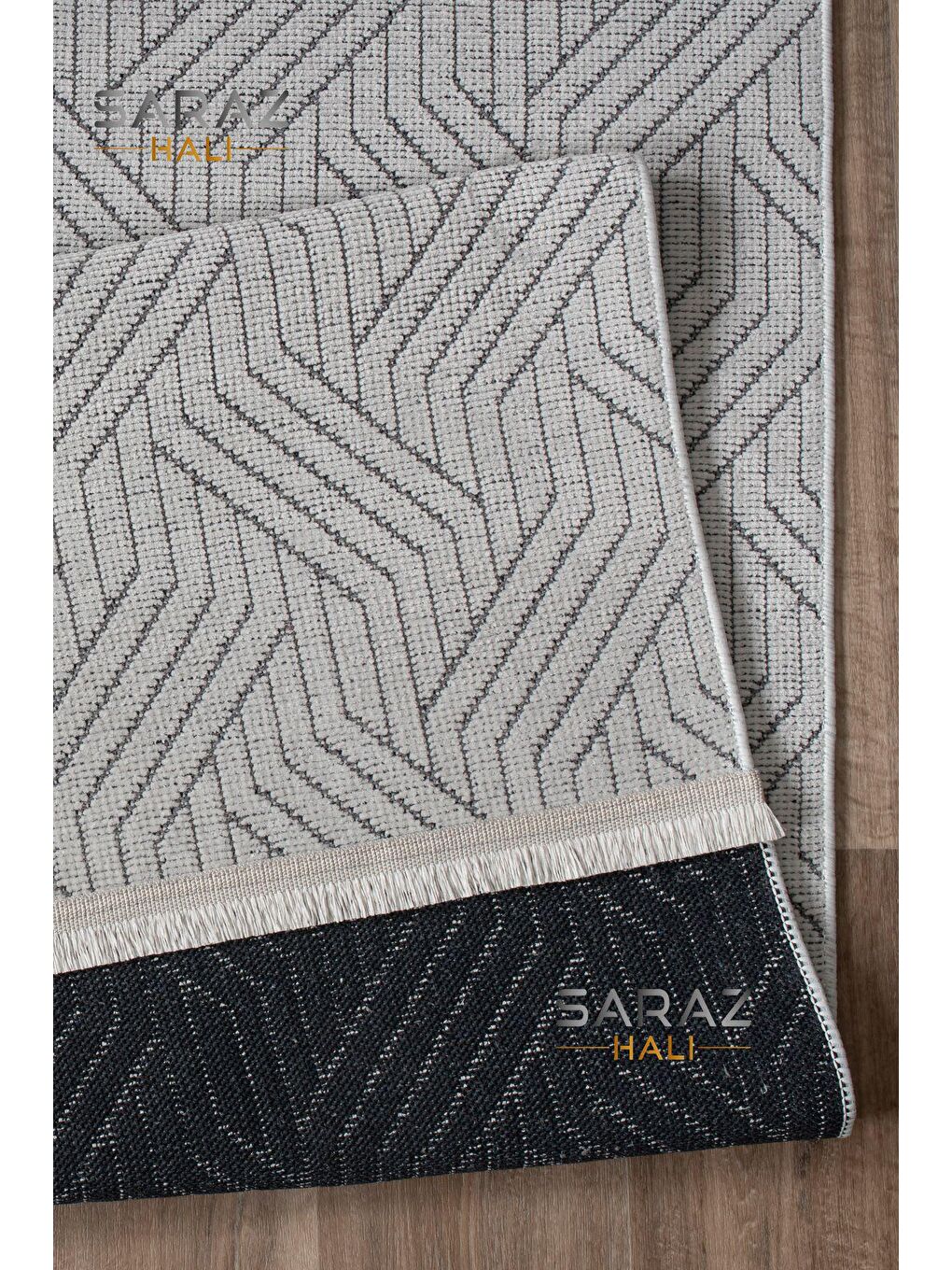 Ekru Bohem Saçaklı Kaymaz Kilim Krem 80x150-3