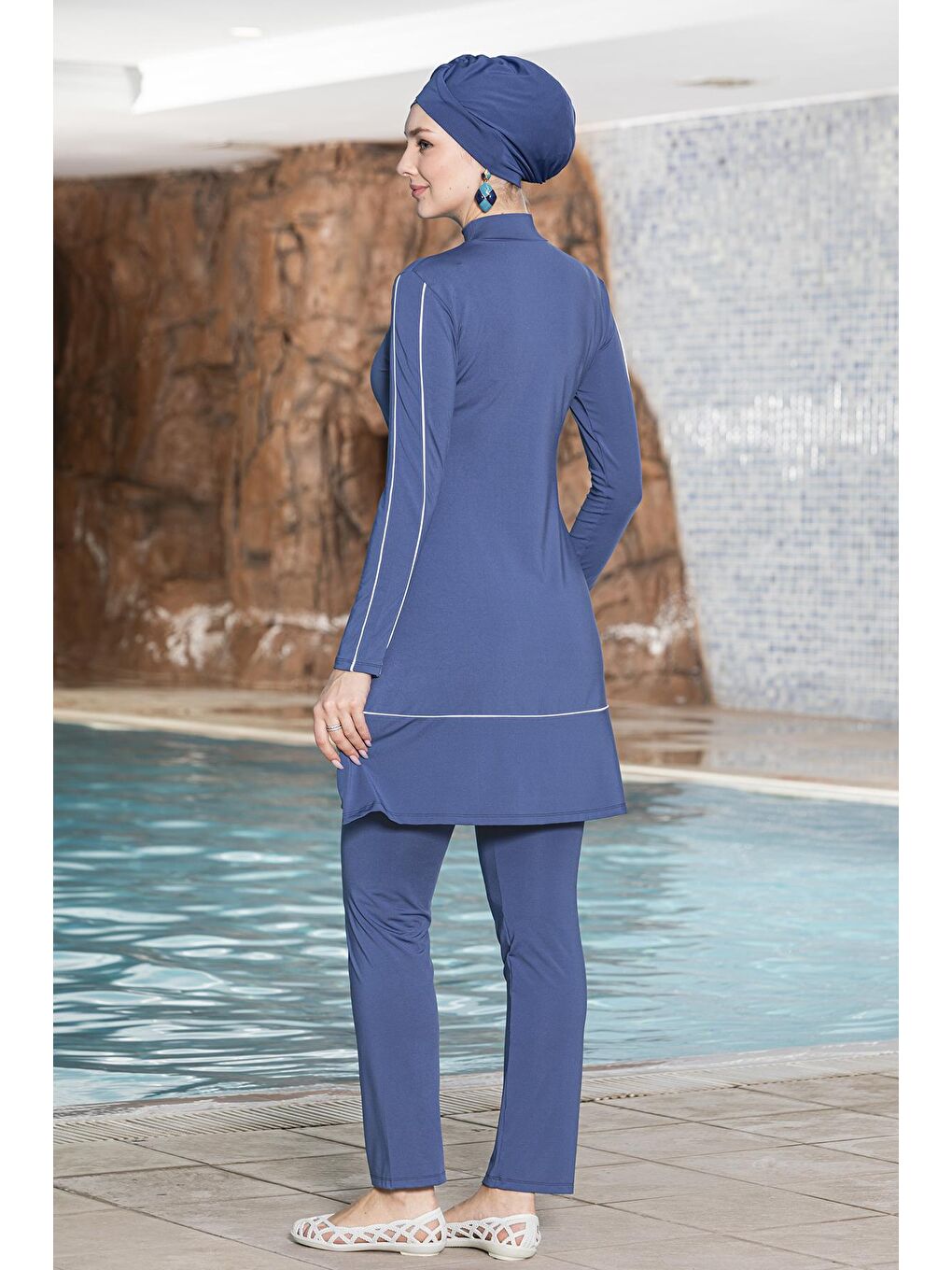 Kadın Tam Kapalı Elastanlı İndigo Tesettür Mayo 15871-1