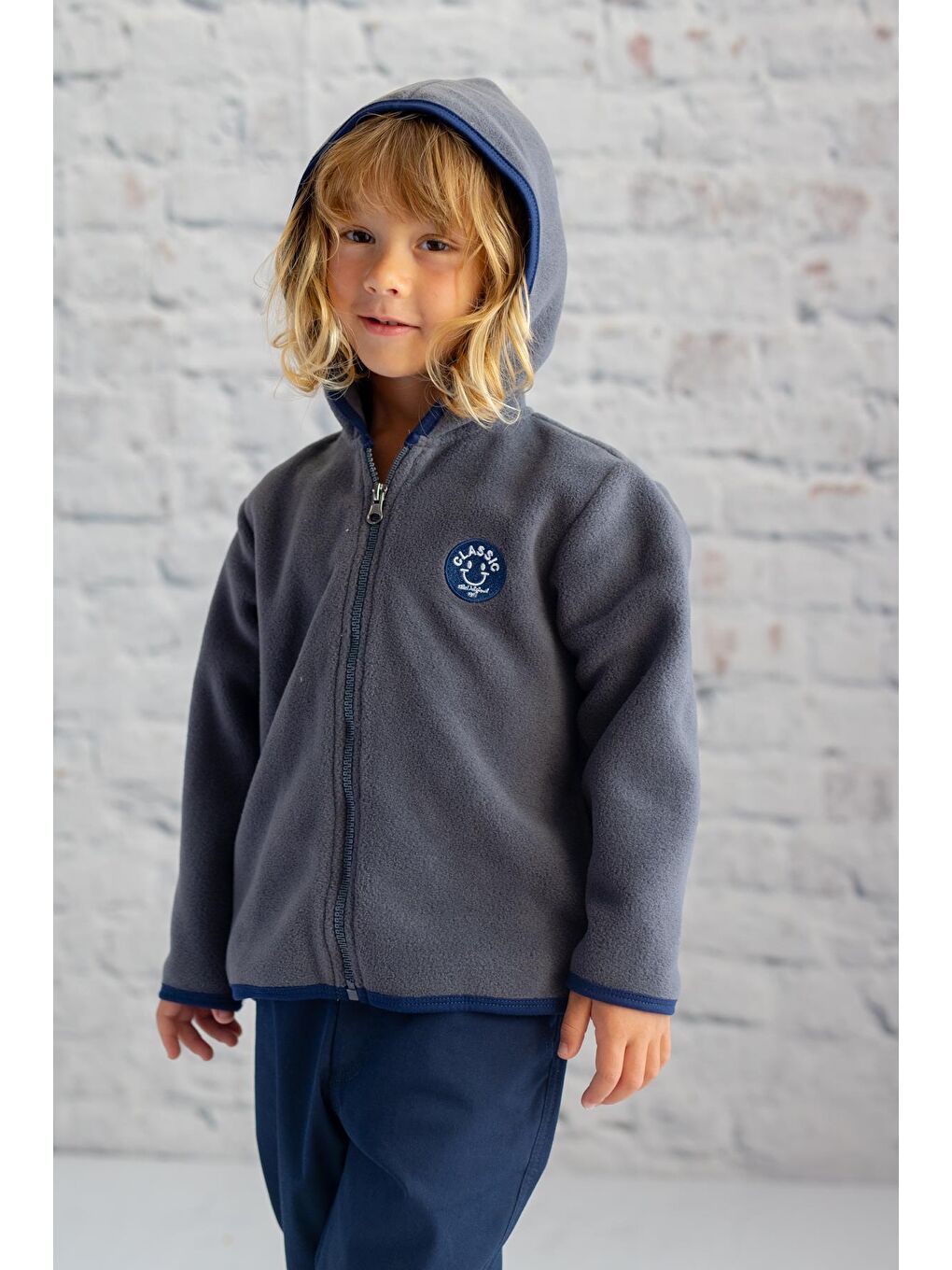 Antrasit Erkek Çocuk Fermuarlı Polar  Fermuarlı Sweatshirt-1