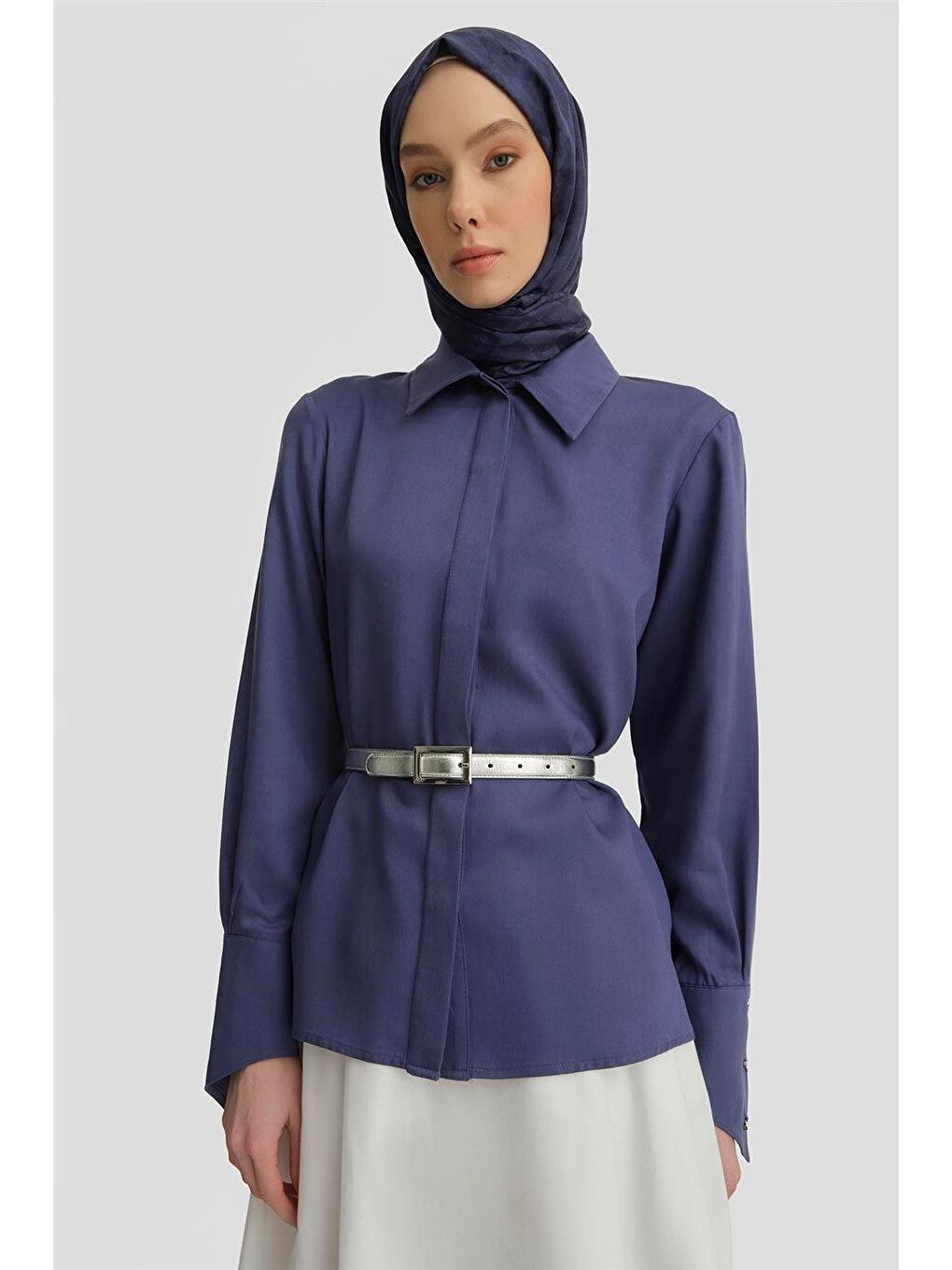 Mavi Lyocell Gömlek 25Y3720 Puslu Mor-3