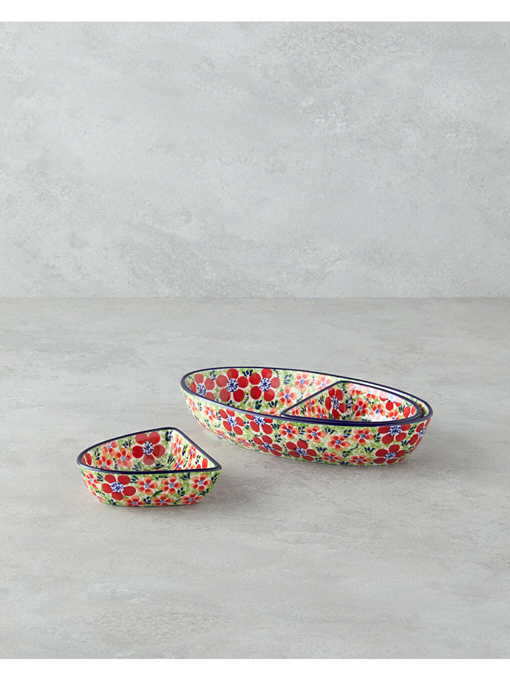 Beyaz Botanic Stoneware 3 Parça Sunumluk 23x12x4 Cm Renkli-1