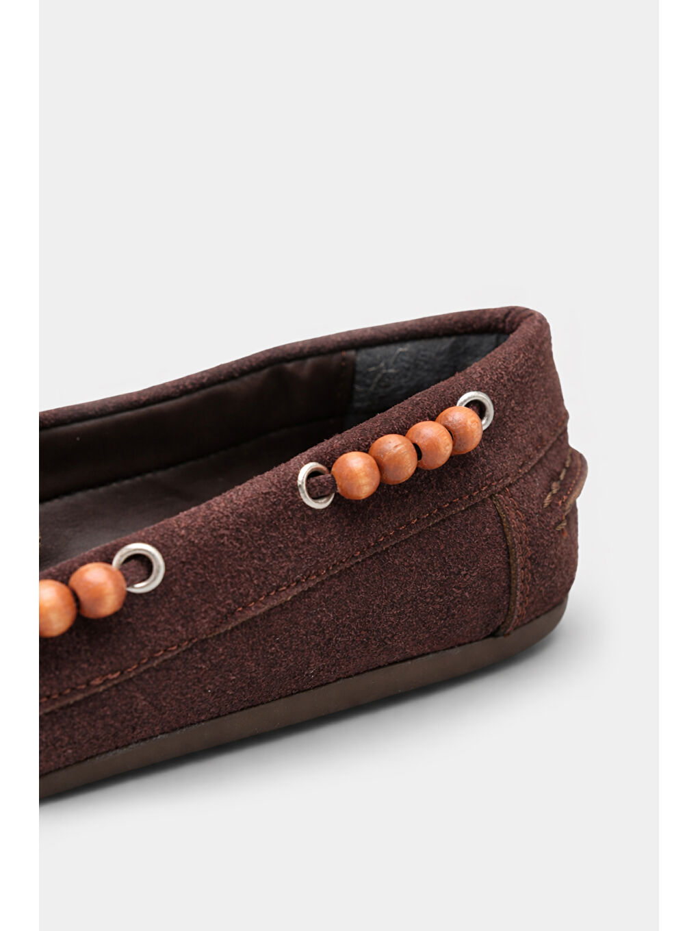 Kahverengi Erinna Püsküllü Ahşap Aksesuarlı Yumuşak Kadın Loafer Ayakkabı-3