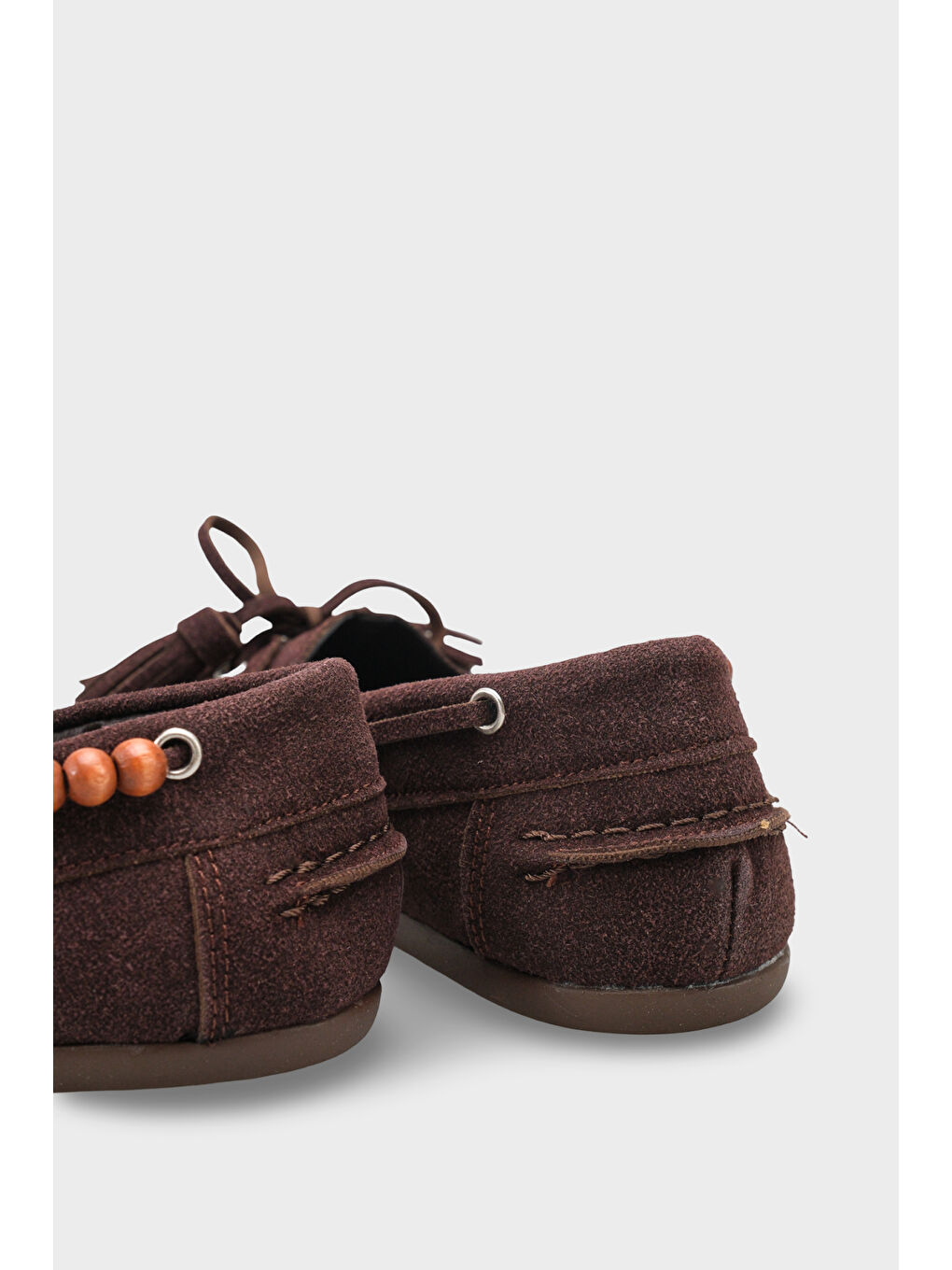 Kahverengi Erinna Püsküllü Ahşap Aksesuarlı Yumuşak Kadın Loafer Ayakkabı-4