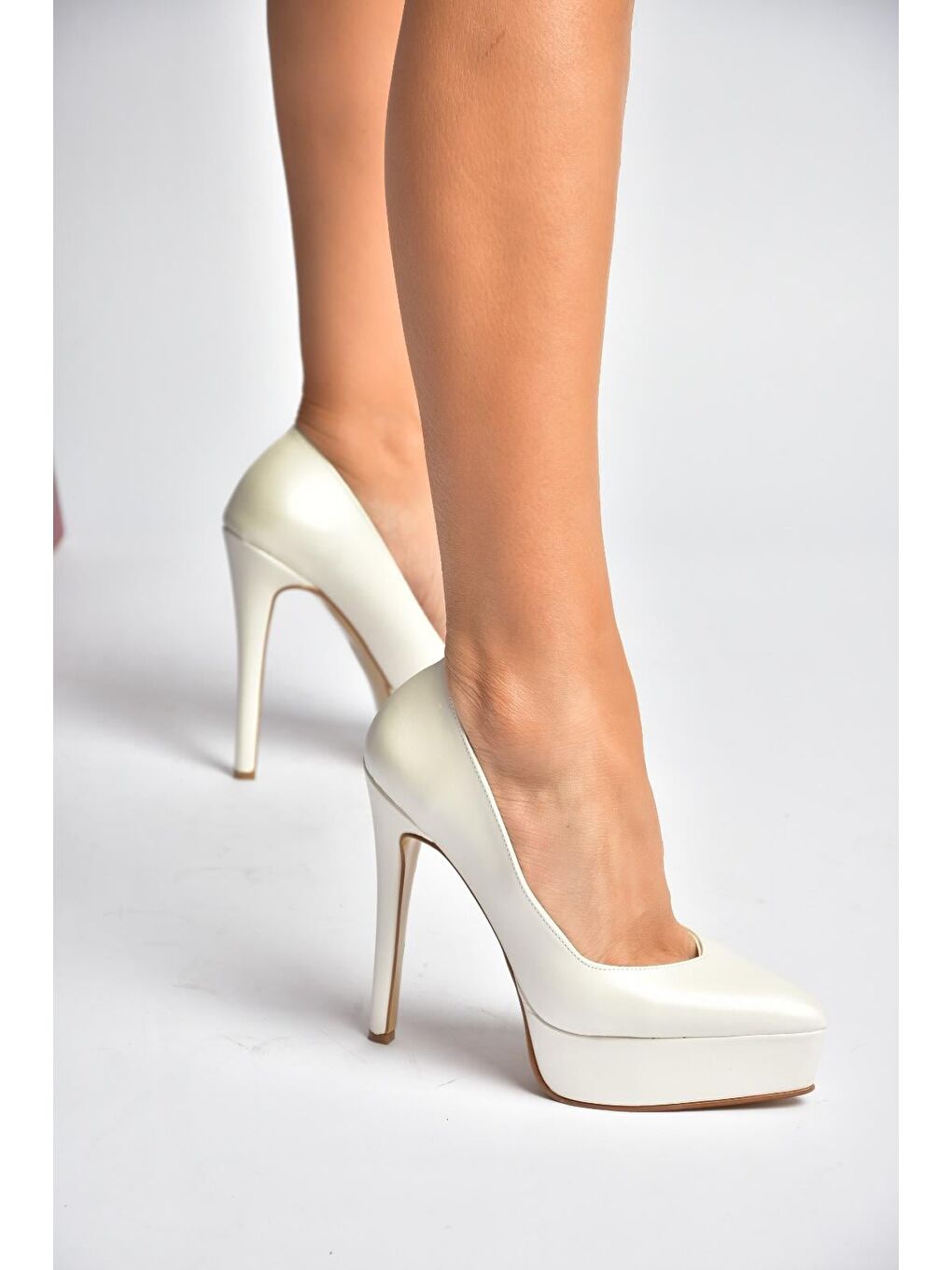 Bej Sedef Kadın Topuklu Ayakkabı Y246221609-2