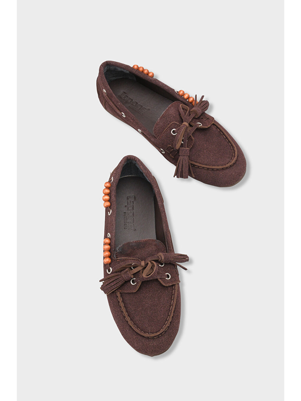 Kahverengi Erinna Püsküllü Ahşap Aksesuarlı Yumuşak Kadın Loafer Ayakkabı-5