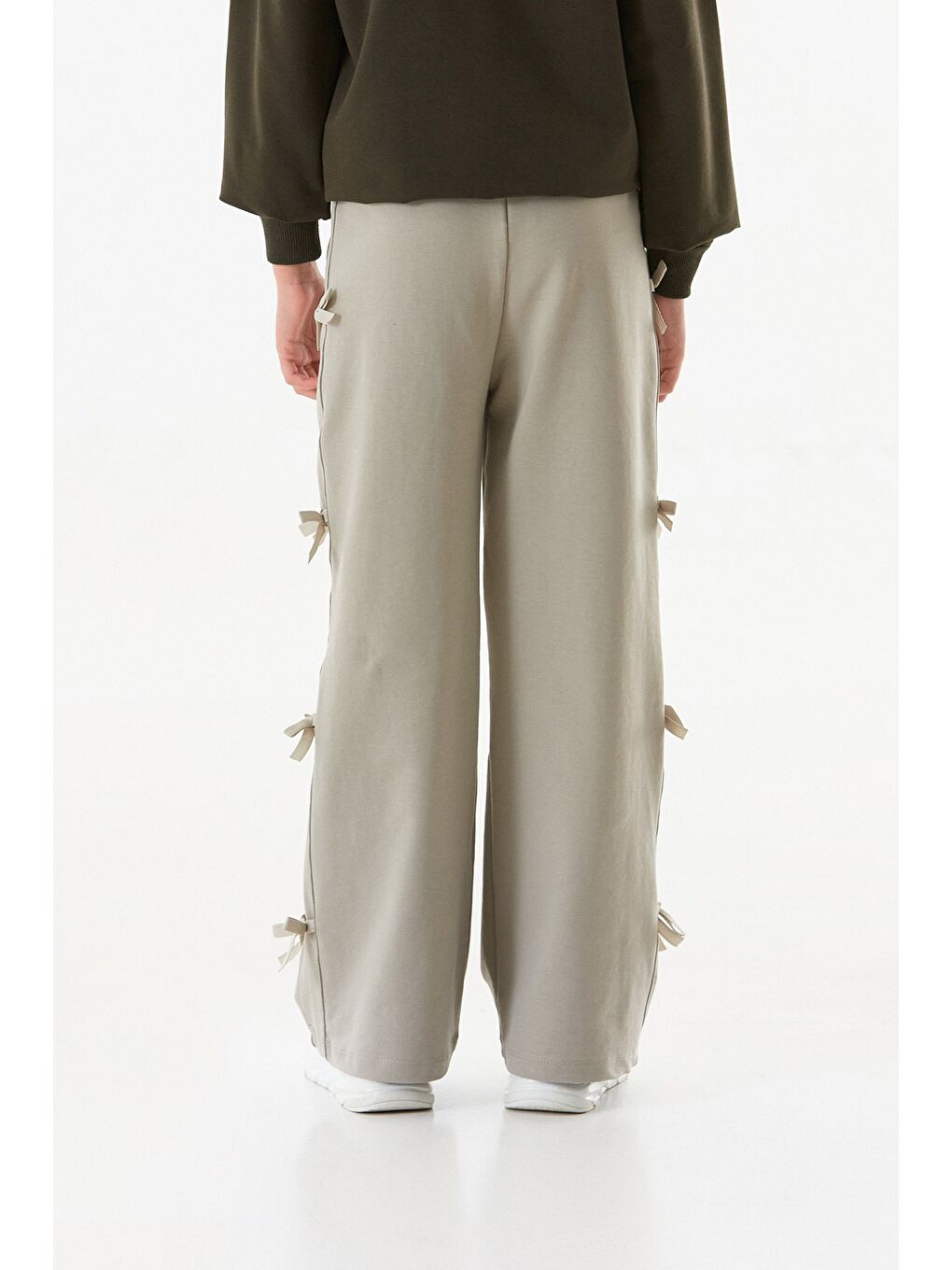 Turkuaz Kurdele Detaylı Kız Çocuk Pantolon-3