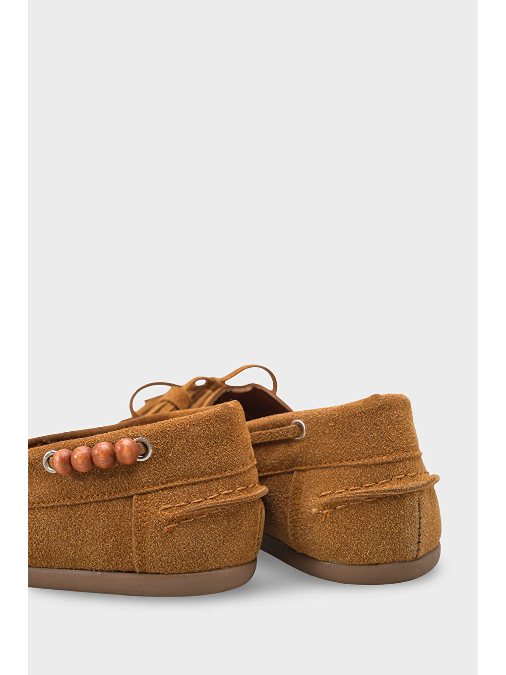Kahverengi Erinna Püsküllü Ahşap Aksesuarlı Yumuşak Kadın Loafer Ayakkabı-4