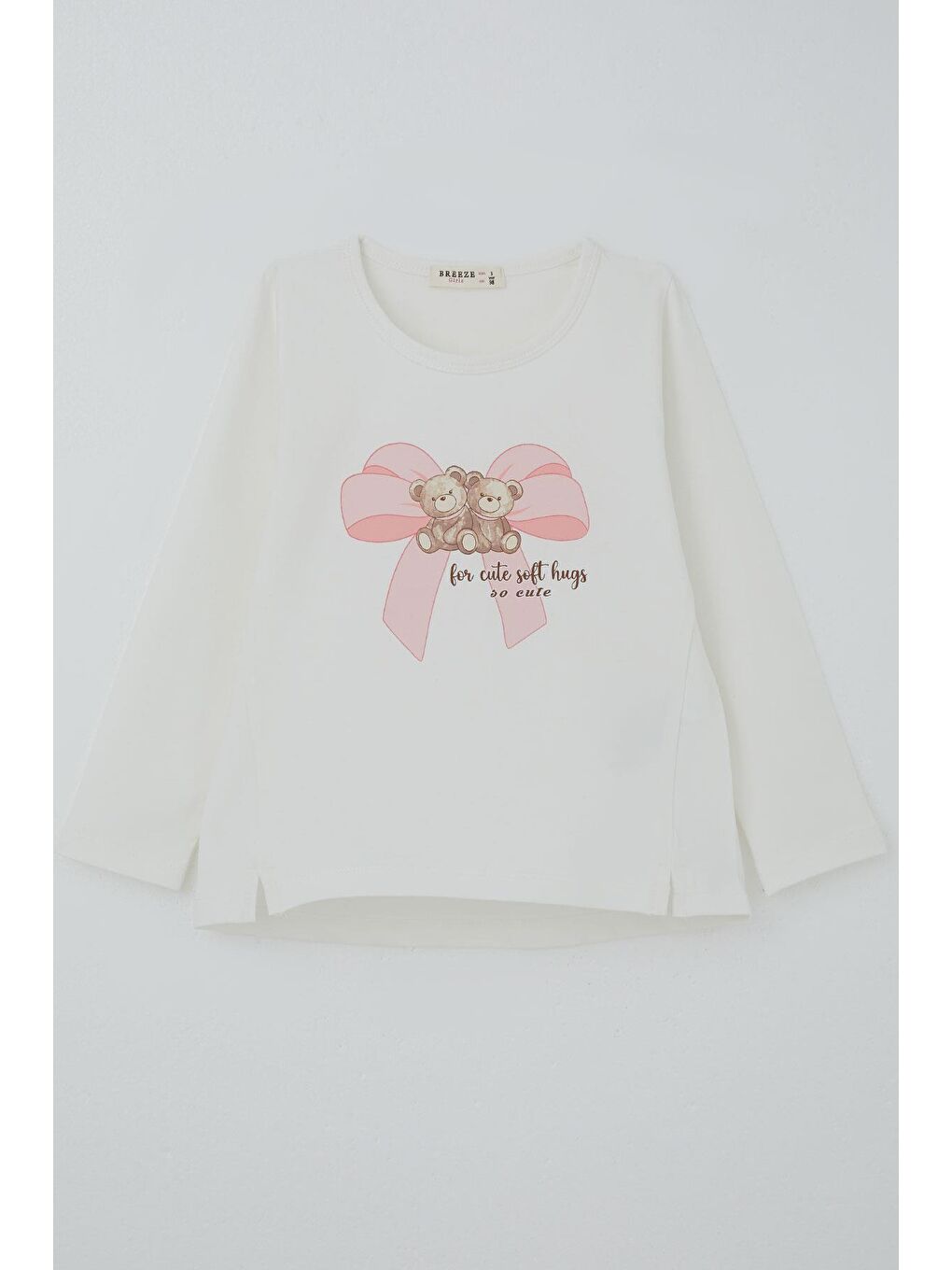 Kız Çocuk Uzun Kollu Tişört Arkadaş Temalı Minnoş Ayıcıklar Ekru (3-8 Yaş)-2