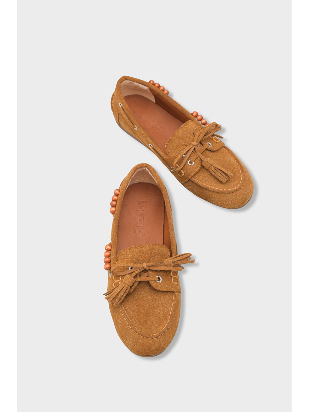 Kahverengi Erinna Püsküllü Ahşap Aksesuarlı Yumuşak Kadın Loafer Ayakkabı-5