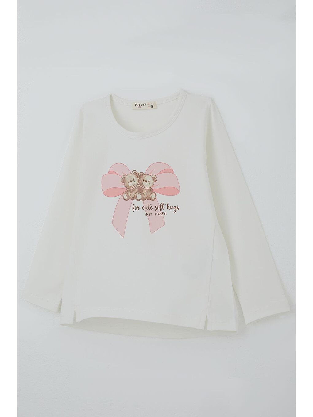 Kız Çocuk Uzun Kollu Tişört Arkadaş Temalı Minnoş Ayıcıklar Ekru (3-8 Yaş)-4