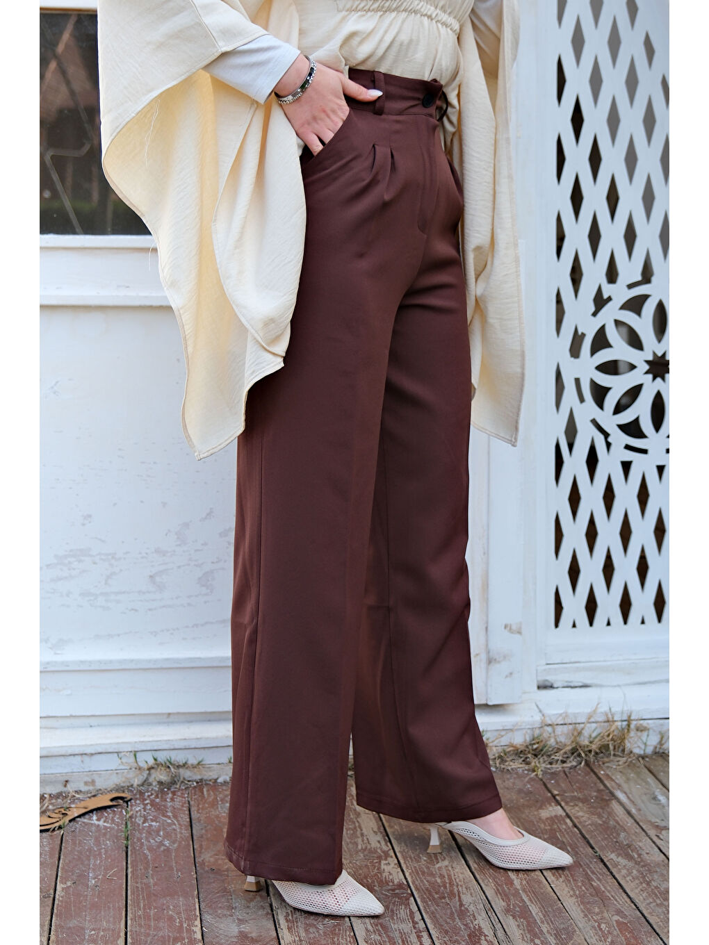 Kahverengi Kahve Kadın Pantolon-1