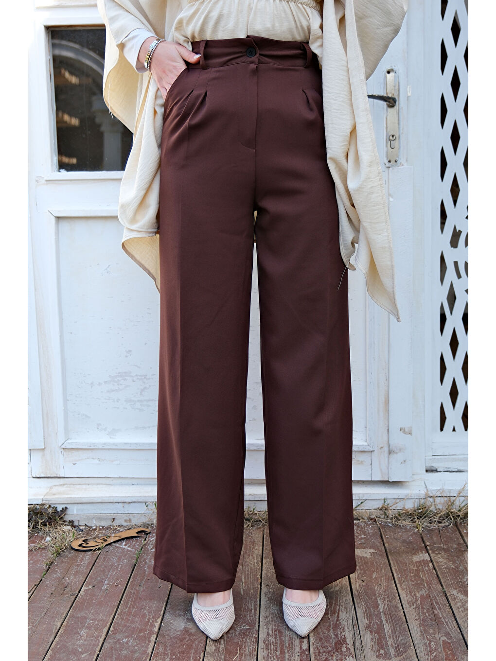 Kahverengi Kahve Kadın Pantolon-2