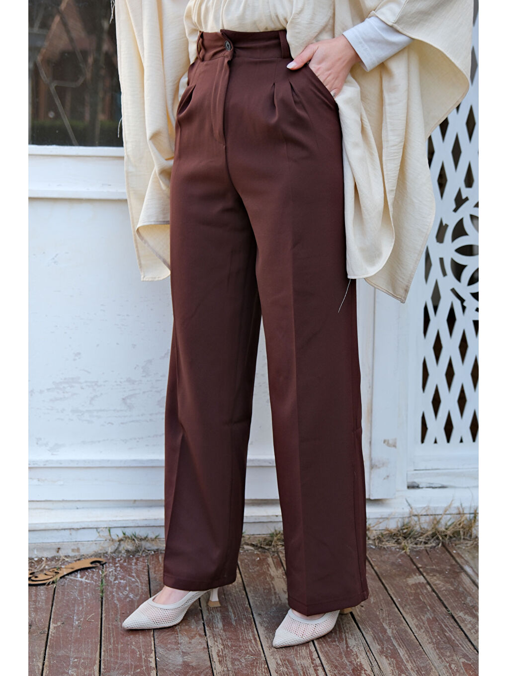 Kahverengi Kahve Kadın Pantolon-3