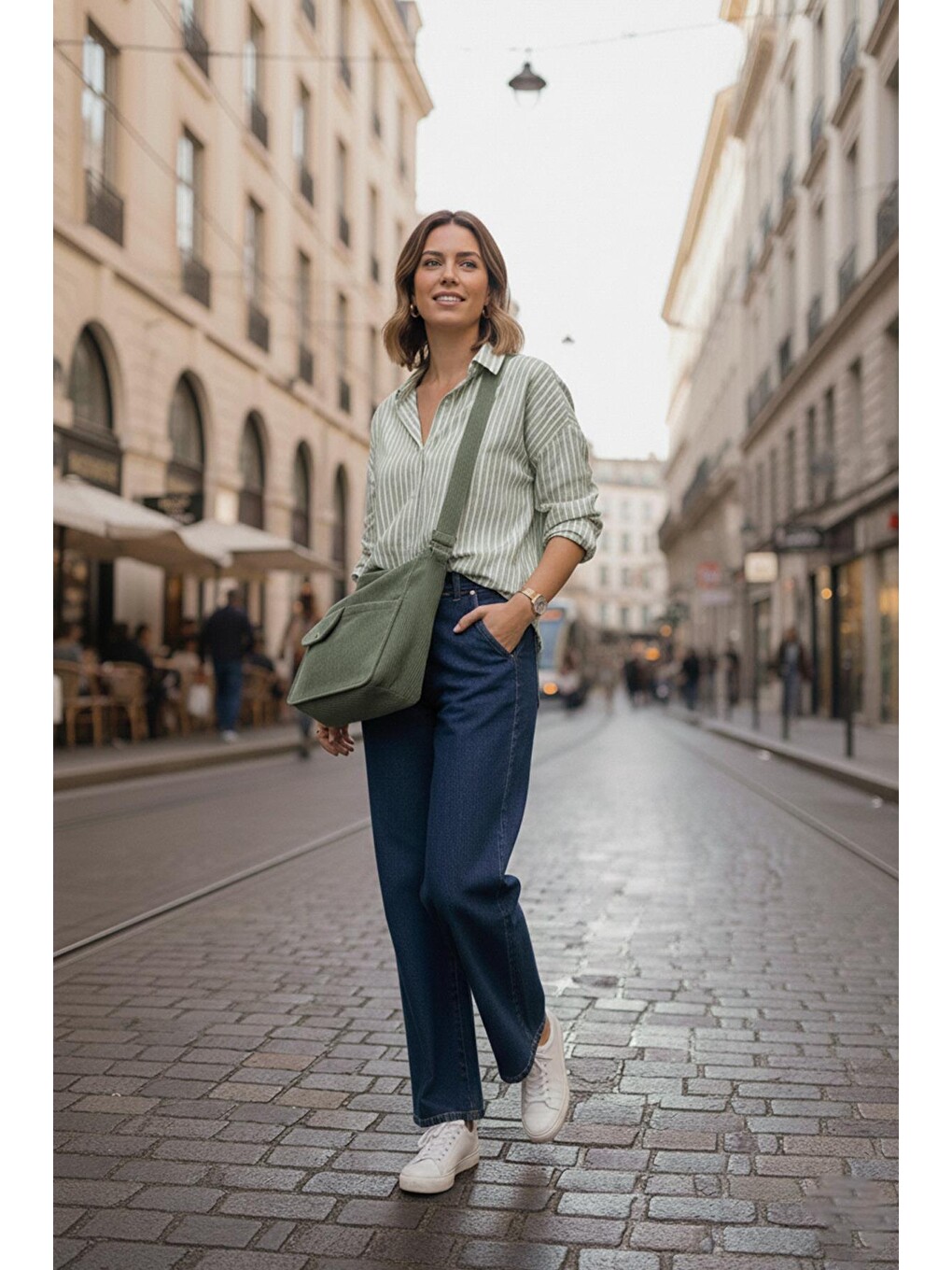 Move Model Koyu Yeşil Kadife Çanta-7
