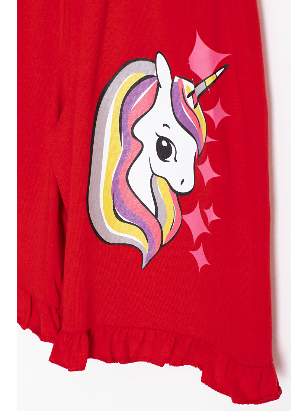 Kırmızı Baskılı Kız Çocuk Şortlu 2'li Takım 20615-3