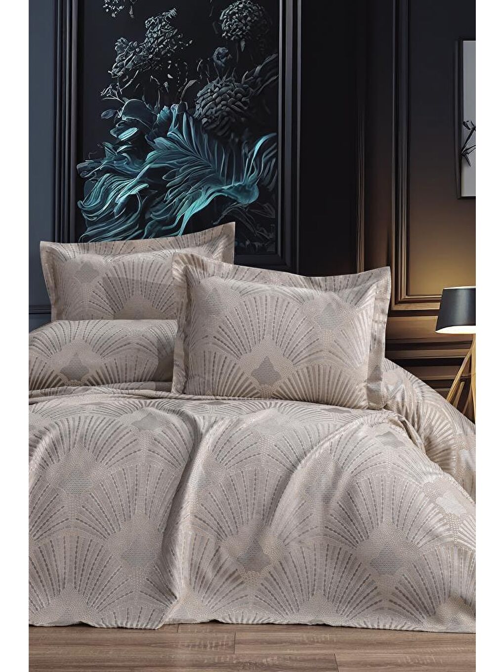 Kahverengi Firdevs 3 Parça Çift Kişilik Pike Takımı 240x260 Cappucino