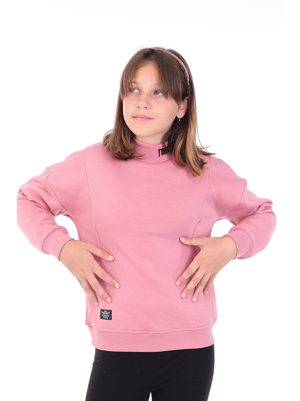 Toontoykids Pembe Kız Çocuk Nakışlı Sweatshirt