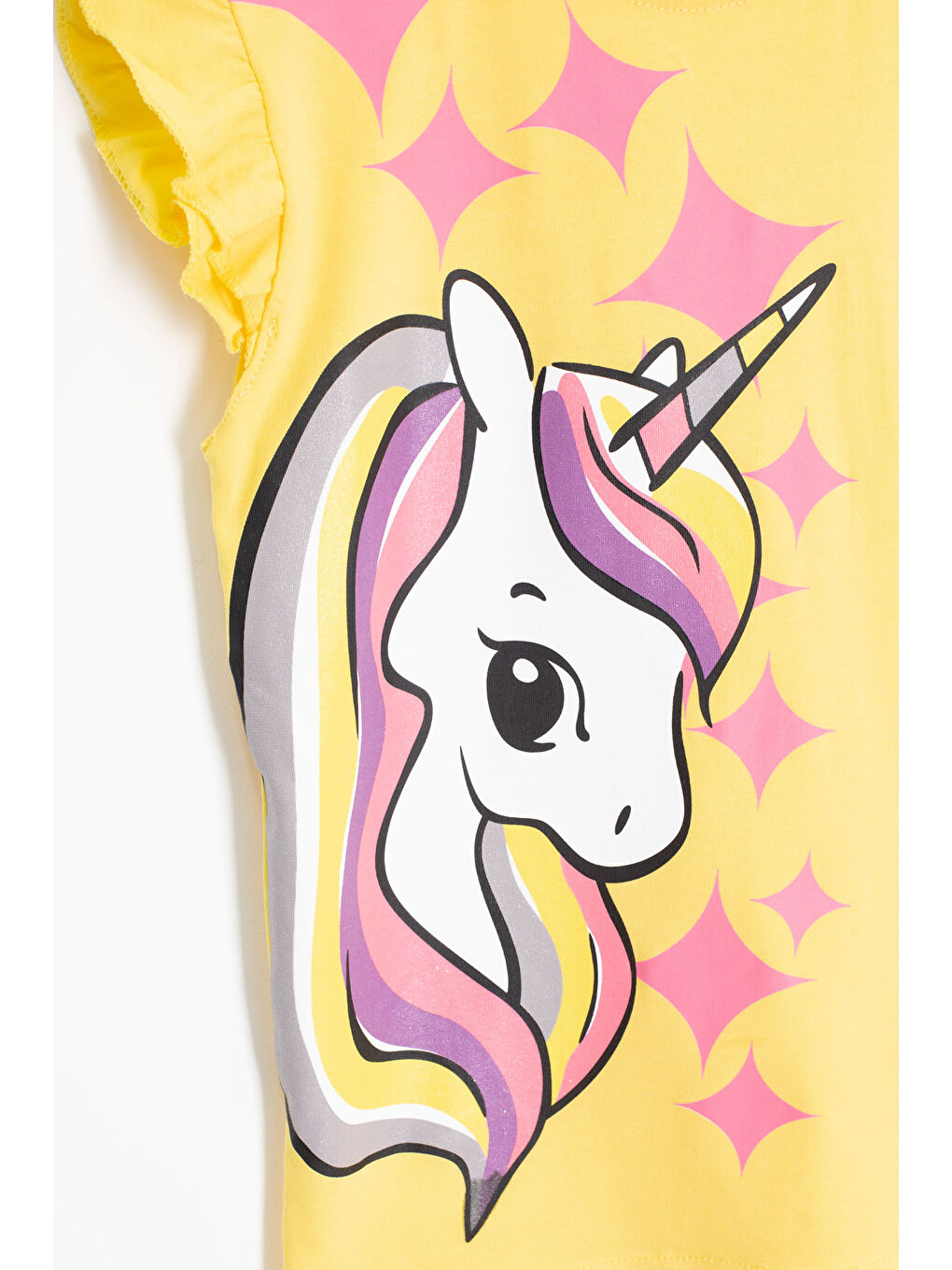 Sarı Baskılı Kız Çocuk Şortlu 2'li Takım 20614-1