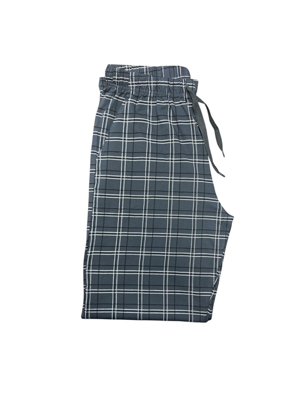 Gri Erkek Ekose %100 Pamuk Yüksek Kalite Rahat  Büyük Beden Pijama Altı-1