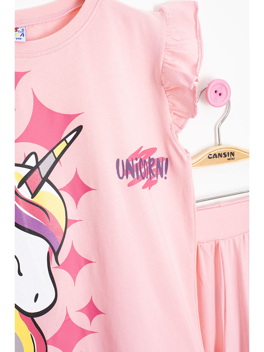 Pembe Somon Baskılı Kız Çocuk Şortlu 2'li Takım 20610-2