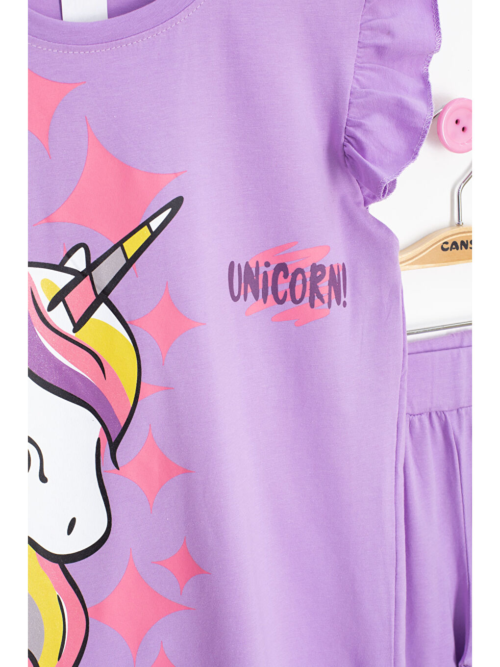 Lila Baskılı Kız Çocuk Şortlu 2'li Takım 20611-2