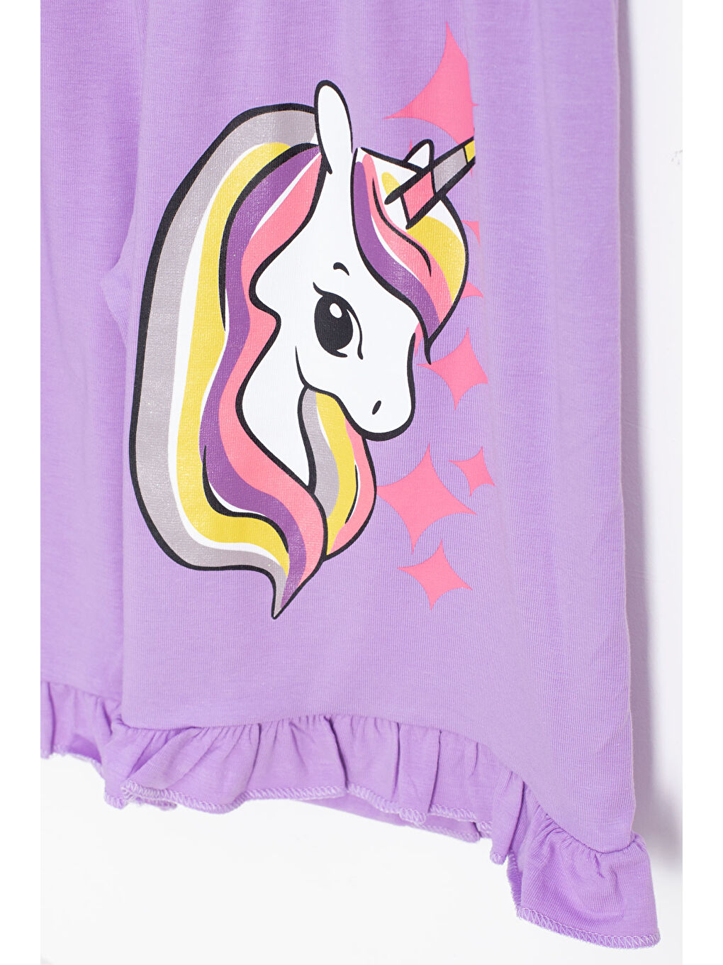 Lila Baskılı Kız Çocuk Şortlu 2'li Takım 20611-3