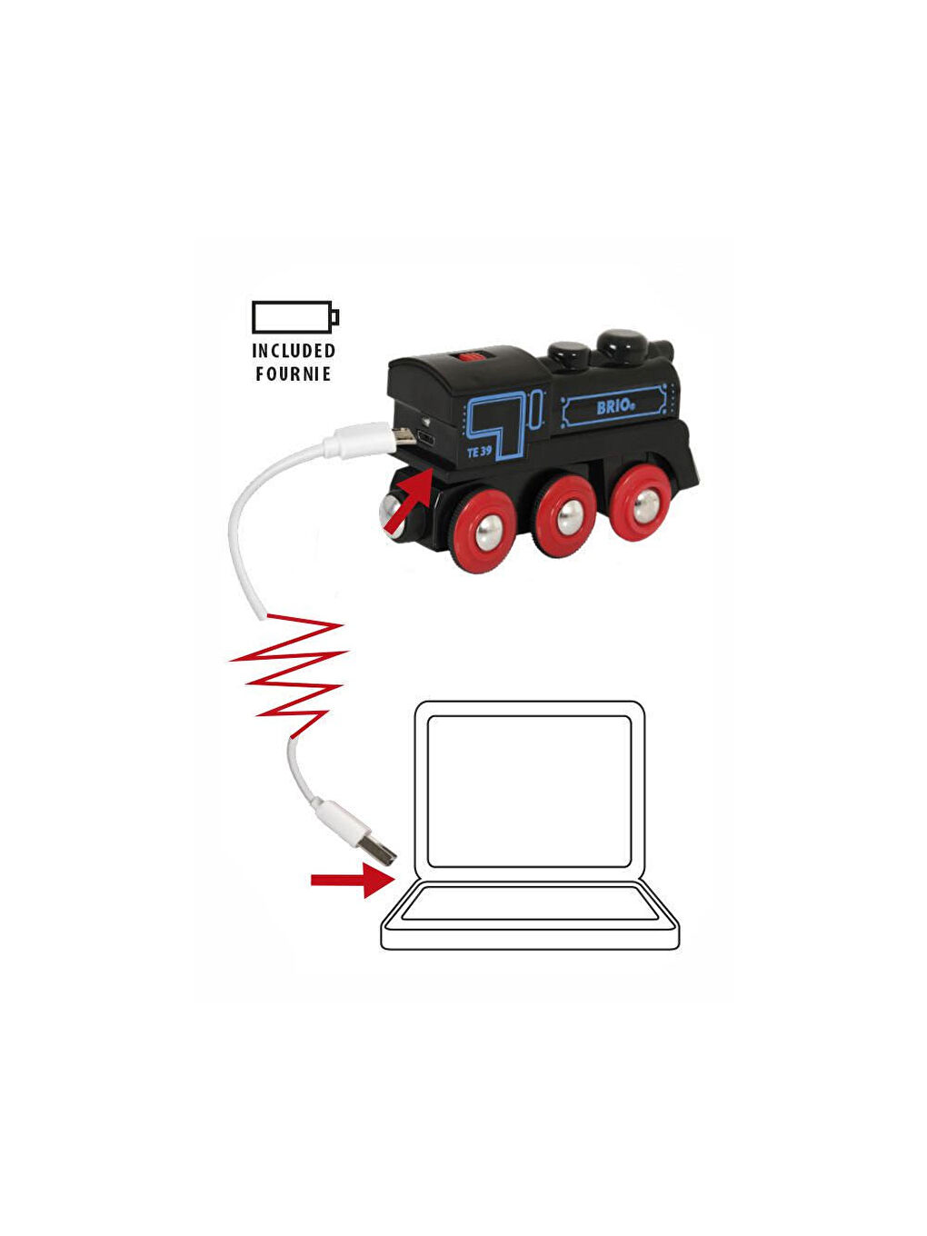 BRIO Renksiz USB ile Şarj Edilebilir lokomotif - 1