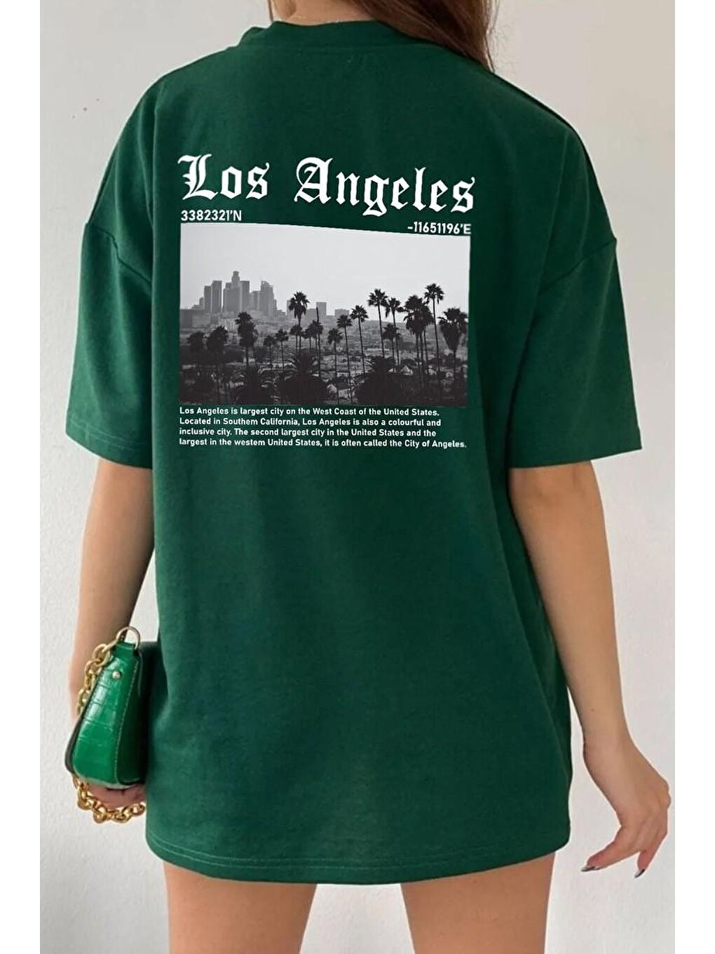 uyguntarz Yeşil Unisex Los Angles Tasarım Tshirt - 1