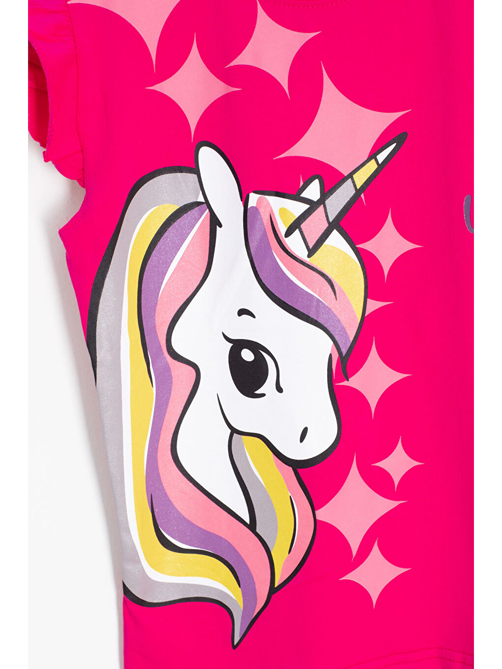 Fuşya Baskılı Kız Çocuk Şortlu 2'li Takım 20613-1