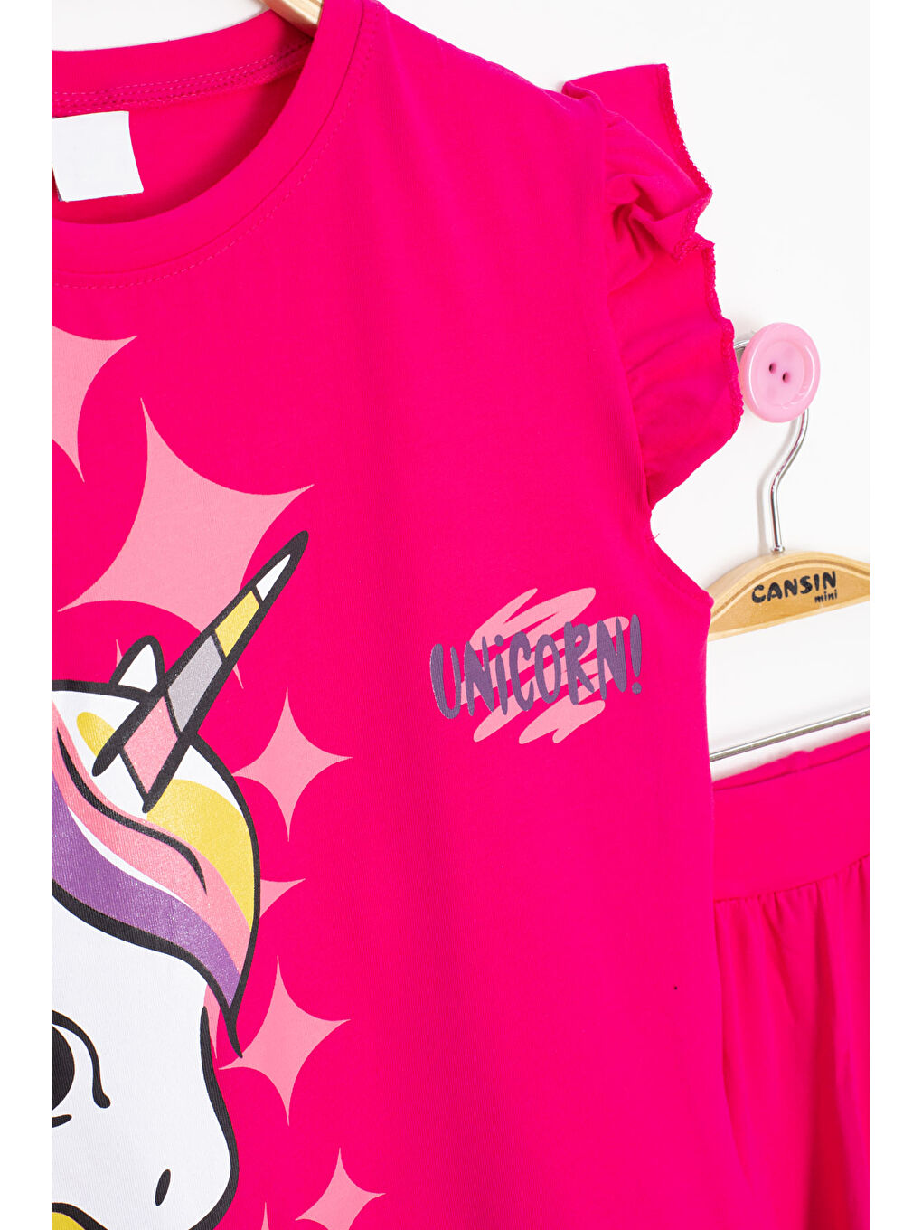 Fuşya Baskılı Kız Çocuk Şortlu 2'li Takım 20613-2